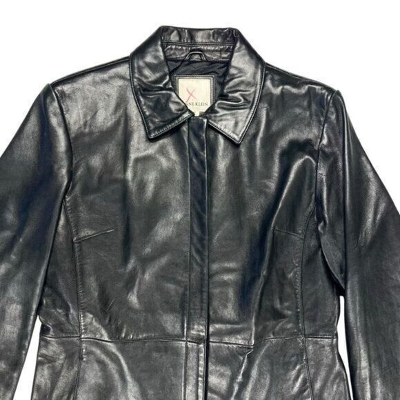 Anne Klein Ultra Soft Lambskin Leather Jacket Size M Classic Grunge 90s Y2k Coat - Picture 3 of 16